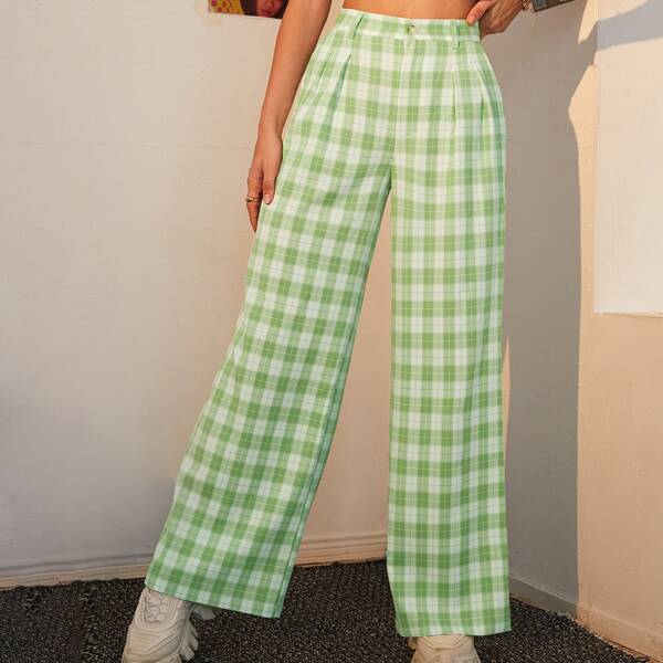 

Slant Pocket Plaid Print Pants, Multicolor