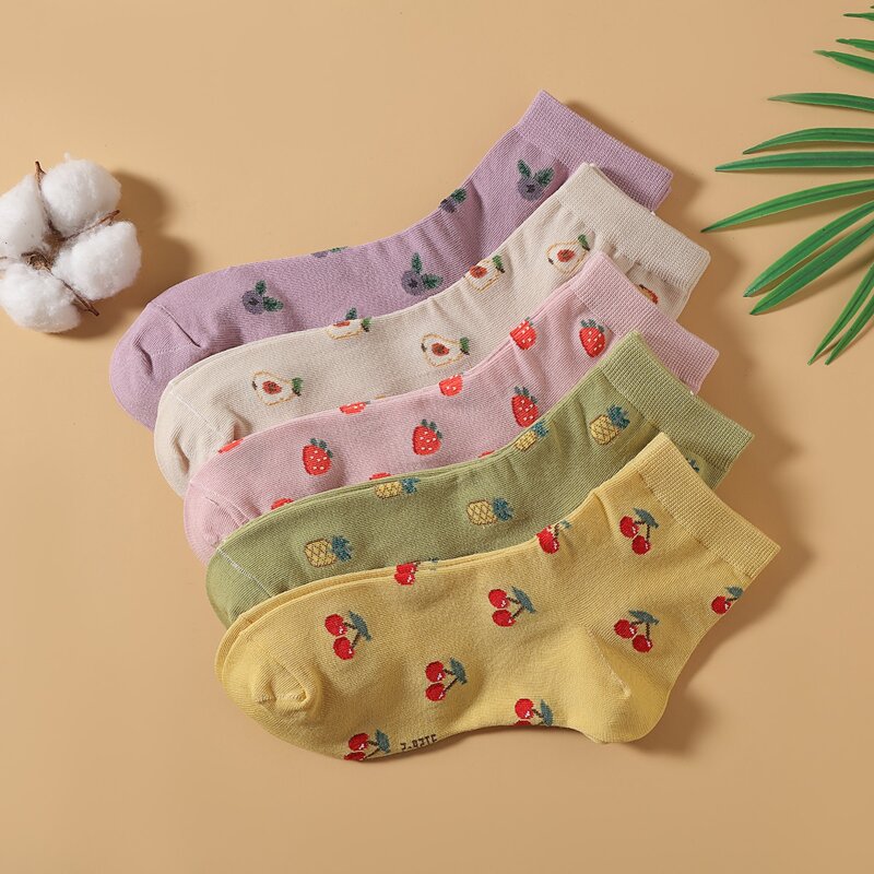 

5pairs Fruit Graphic Ankle Socks, Multicolor