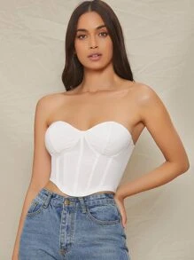 SHEIN Top tubo corto bustier - Blanco - Ver 3