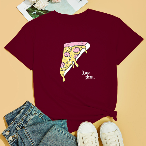 

Cartoon And Letter Graphic Tee, Burgundy