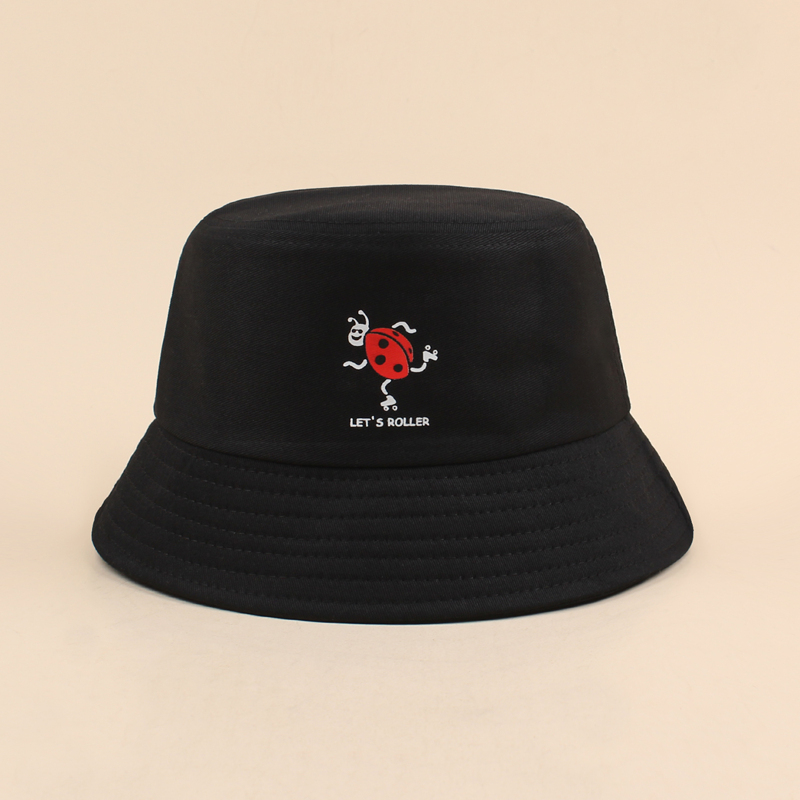 

Letter Graphic Embroidery Bucket Hat, Black
