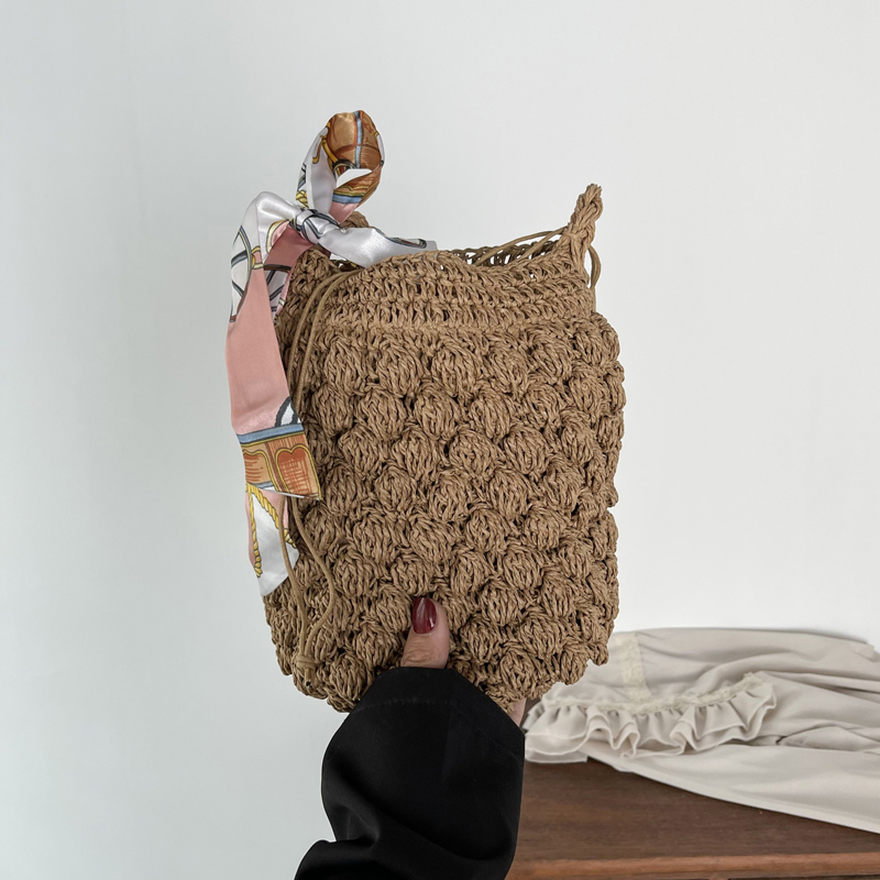 

Scarf Decor Shoulder Bag, Khaki