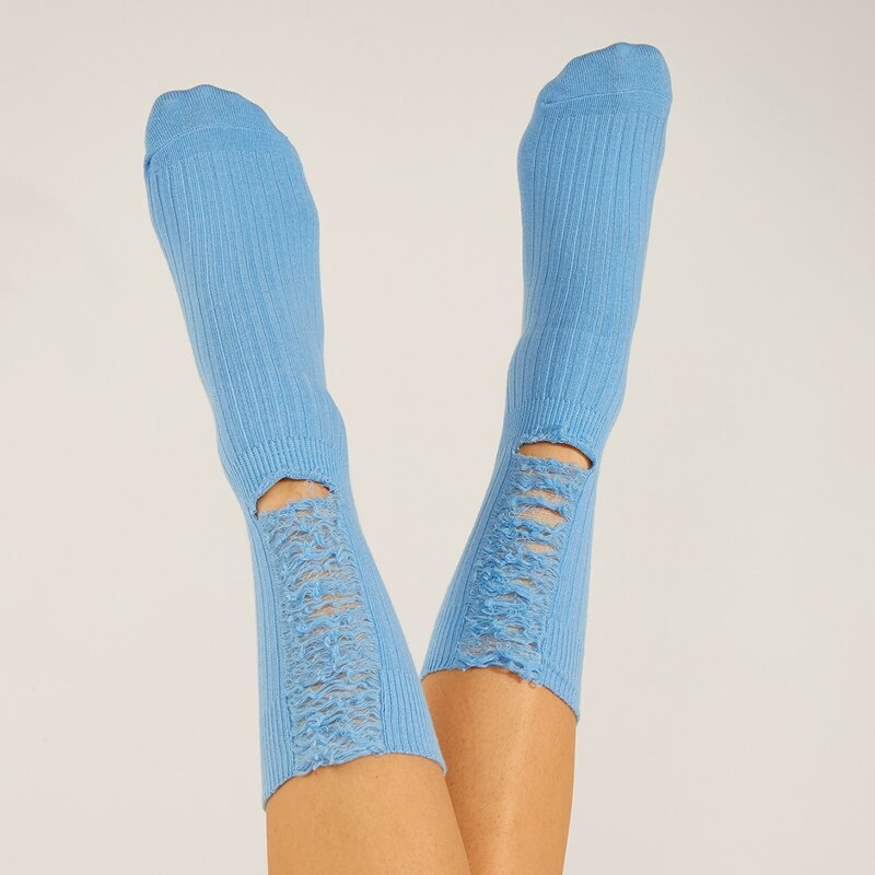 

1pair Simple Crew Socks, Baby blue