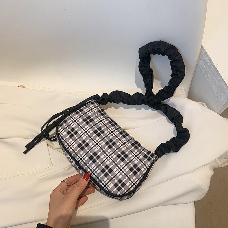 

Plaid Shoulder Bag, Black