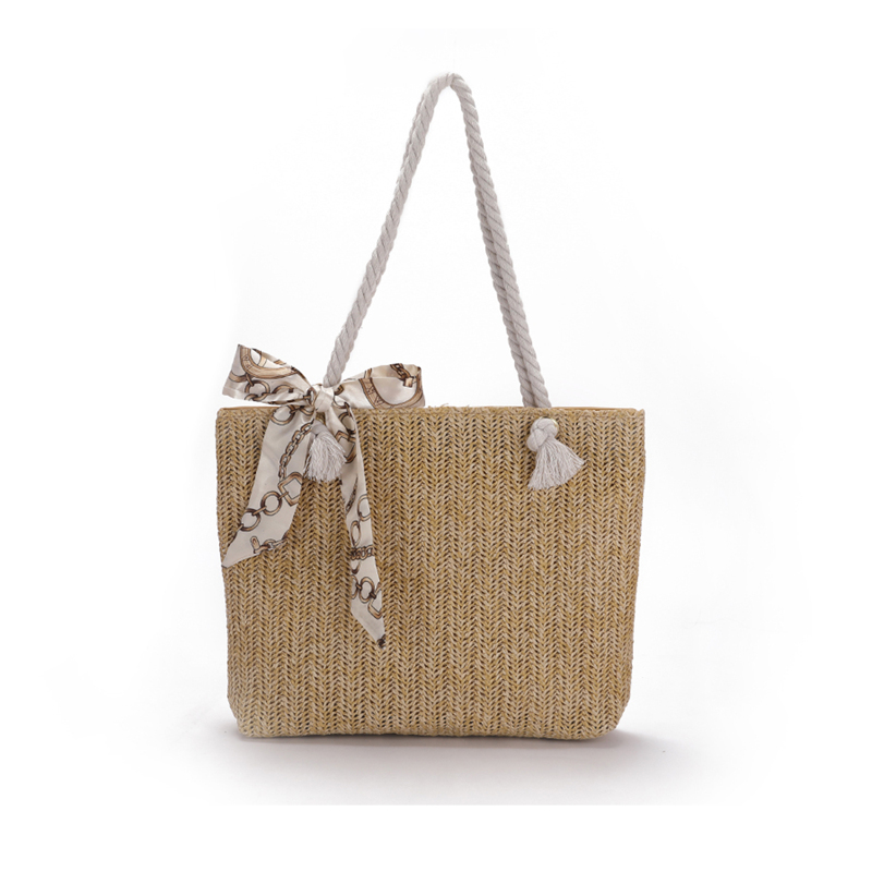 

Bow Decor Straw Shoulder Bag, Khaki