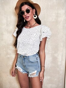 SHEIN LUNE Polka Dot Butterfly Sleeve Blouse