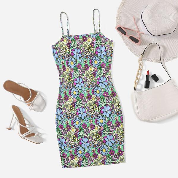

Allover Floral Bodycon Dress, Multicolor