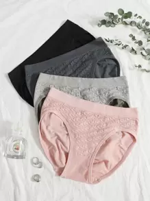 Women's Casual High Stretch Contrast Lace Multicolor Briefs Underwear 4 Pack - Multicolor - View 1