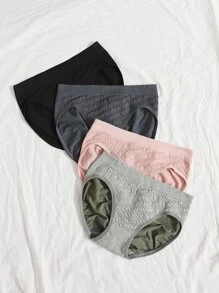 Women's Casual High Stretch Contrast Lace Multicolor Briefs Underwear 4 Pack - Multicolor - View 3