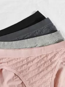 Women's Casual High Stretch Contrast Lace Multicolor Briefs Underwear 4 Pack - Multicolor - View 4