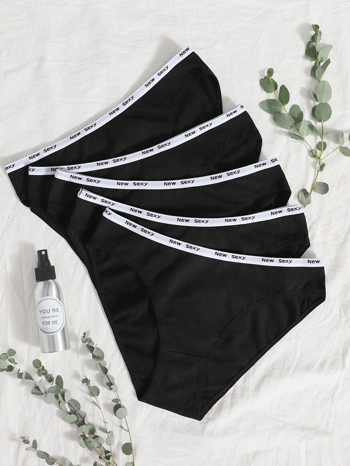 5 piezas Set bragas unicolor - Negro - Ver 1