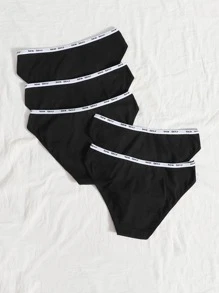 5 piezas Set bragas unicolor - Negro - Ver 2