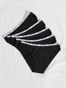 5 piezas Set bragas unicolor - Negro - Ver 3