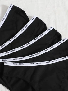 5 piezas Set bragas unicolor - Negro - Ver 4