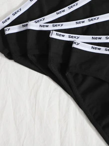 5 piezas Set bragas unicolor - Negro - Ver 5