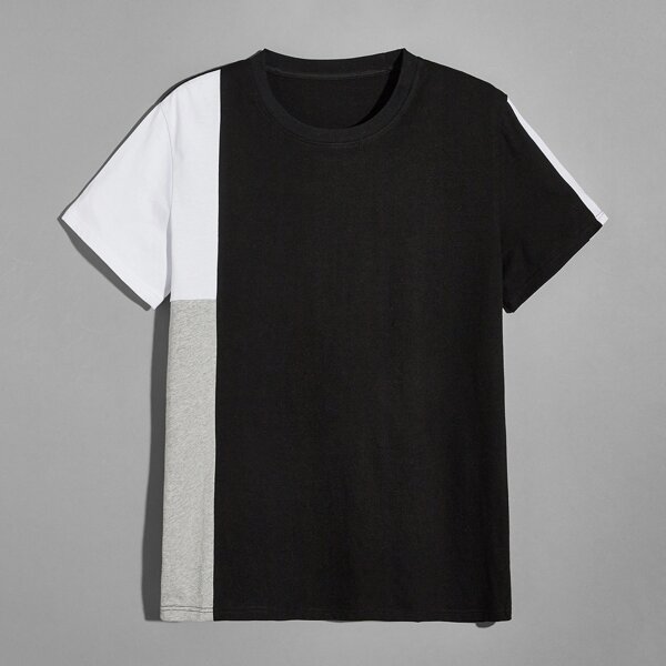 

Men Color-block Short Sleeve Tee, Black