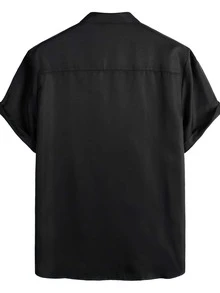 Manfinity Áo sơ mi Nam màu trơn Giải trí - màu đen - Xem 2