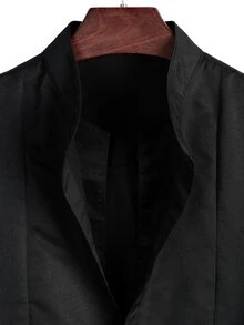 Manfinity Áo sơ mi Nam màu trơn Giải trí - màu đen - Xem 4