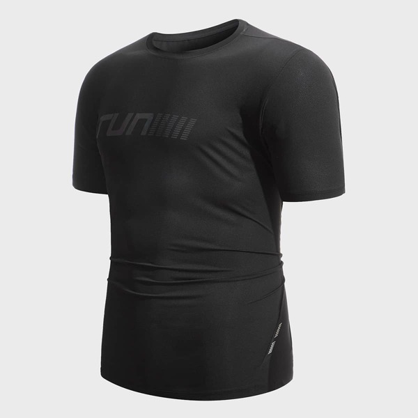 

Men Letter Graphic Sports Tee, Black