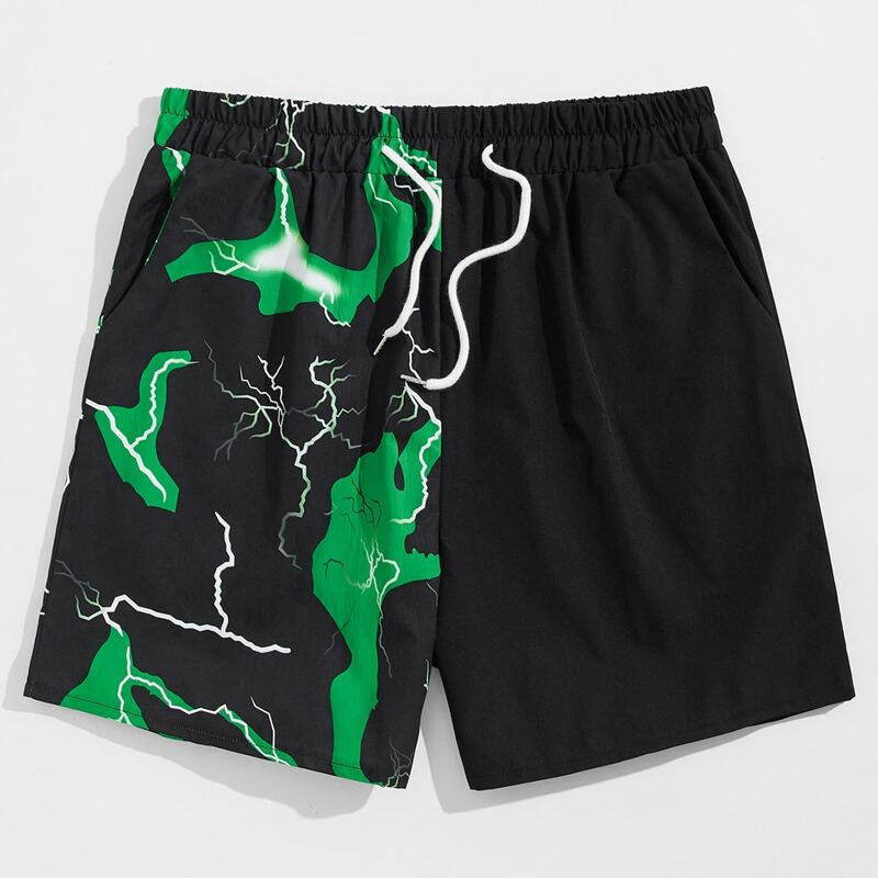 

Guys Contrast Lightning Graphic Drawstring Shorts, Multicolor