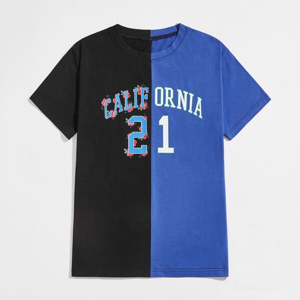 

Guys Two Tone Letter Floral Graphic Tee, Multicolor