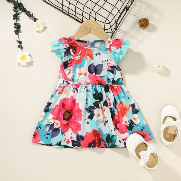 

Baby Girl Floral Ruffle Babydoll Dress, Multicolor
