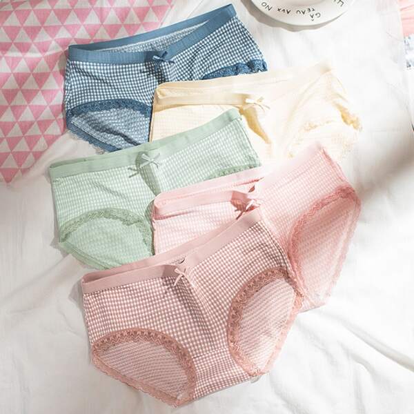 

Girls 5 Pack Lace Insert Bow Front Brief, Multicolor
