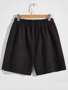 Manfinity Men Butterfly & Slogan Graphic Track Shorts - Black - View 2