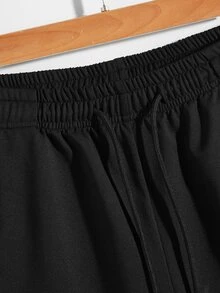 Manfinity Men Butterfly & Slogan Graphic Track Shorts - Black - View 4