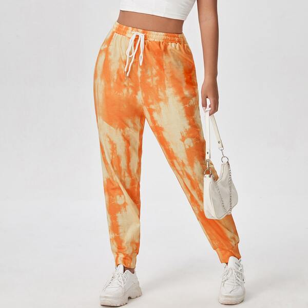 

Plus Tie Dye Drawstring Sweatpants, Orange