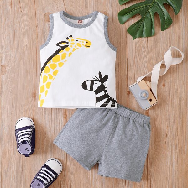 

Baby Boy Animal Print Tank Top & Shorts, Multicolor