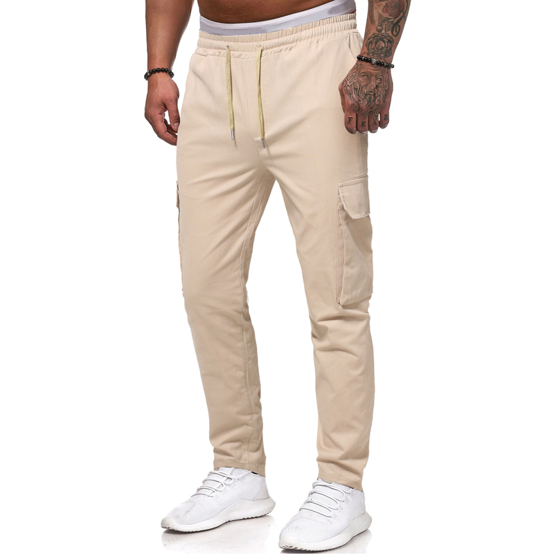 

Guys Flap Pocket Drawstring Cargo Pants, Beige