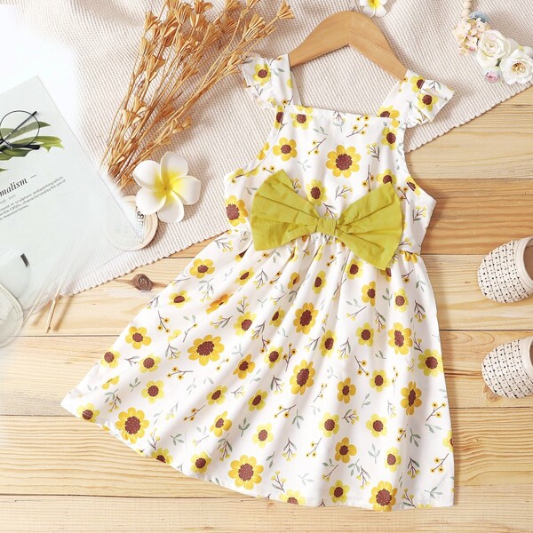 

Toddler Girls Bow Front Allover Floral Dress, Multicolor