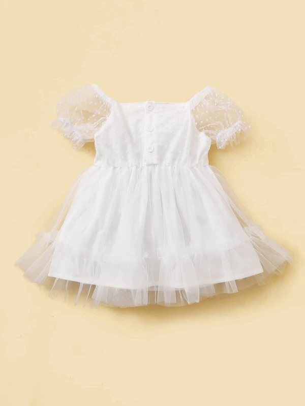 Bebe Fille Robe A Tulle A Col Carre Mode En Ligne Shein France