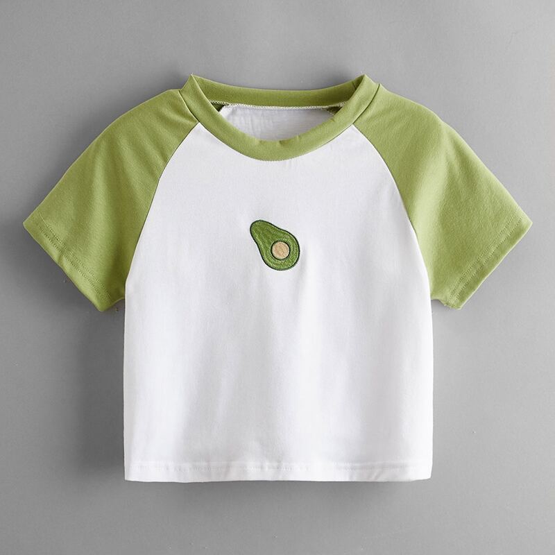 

Fruit Embroidery Colorblock Tee, Multicolor