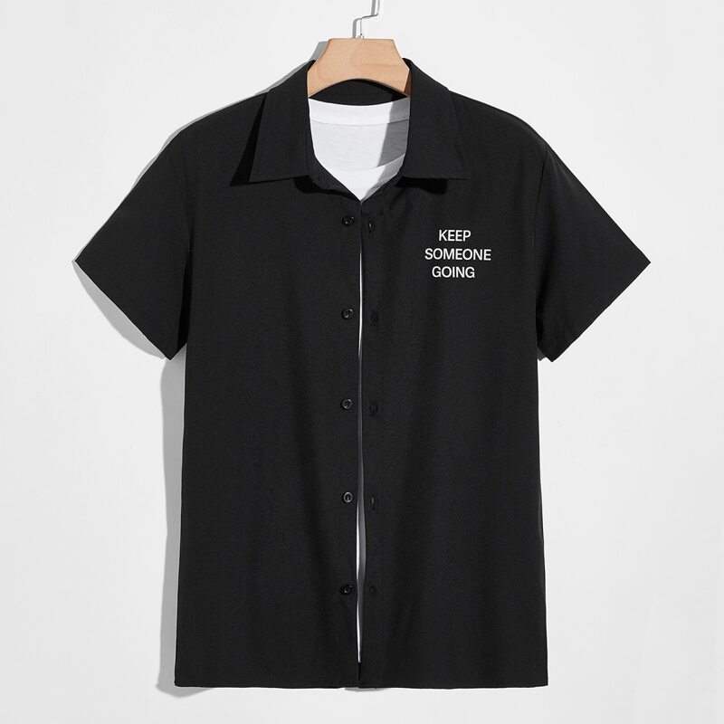 

Guys 1pc Slogan Graphic Shirt, Black