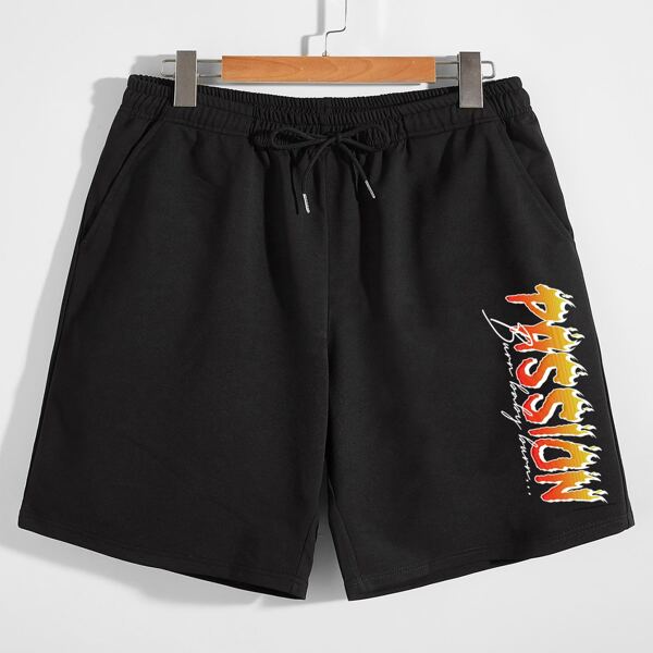 

Men Fire & Letter Shorts, Black