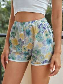 Shorts de dormir floral con botón falso - Multicolor - Ver 5