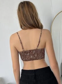Paisley Shirred Back Cami Bandana Top - Chocolate Brown - View 2