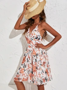 SHEIN Unity 滿版印花露背吊帶連衣裙 - 彩色 - 查看 7