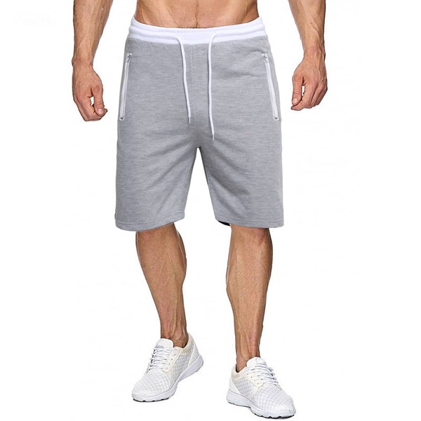 

Men Zip Detail Drawstring Waist Track Shorts, Light grey