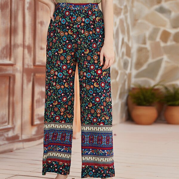 

Allover Floral Wide Leg Pants, Multicolor