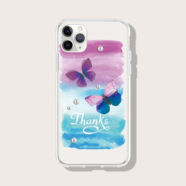 

Butterfly Print Phone Case, Clear