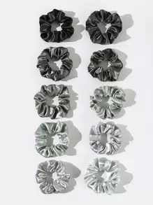 10 件装缎面发圈，适合女孩日常发型休闲发带 - 彩色 - 查看 2