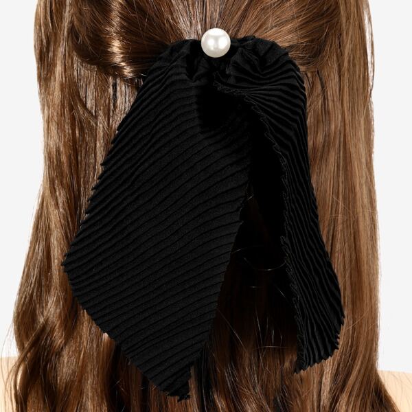 

Pleated Scarf Hair Tie, Black