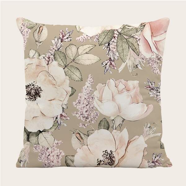 

Flower Print Cushion Cover Without Filler, Multicolor