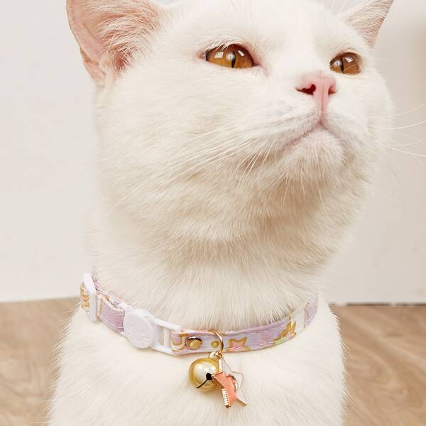 

1pc Star Pendant Pet Necklace, Pink