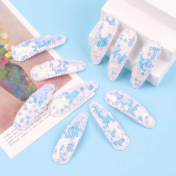 

10pcs Baby Sequin Decor Hair Clip, Multicolor
