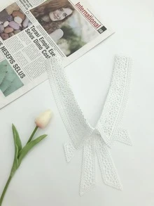 1 件经典可拆卸蝴蝶刺绣衣领，黑白镂空设计，用途广泛 - 白色 - 查看 4