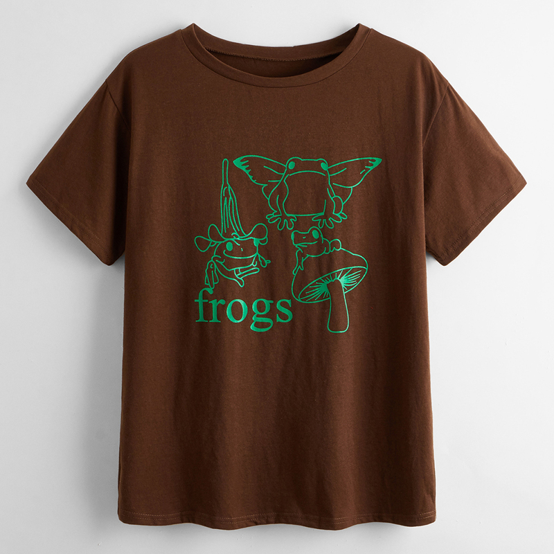 

Letter Frog Graphic Tee, Coffee brown